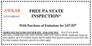 Automotive Repair Coupon Free PA State Inspection